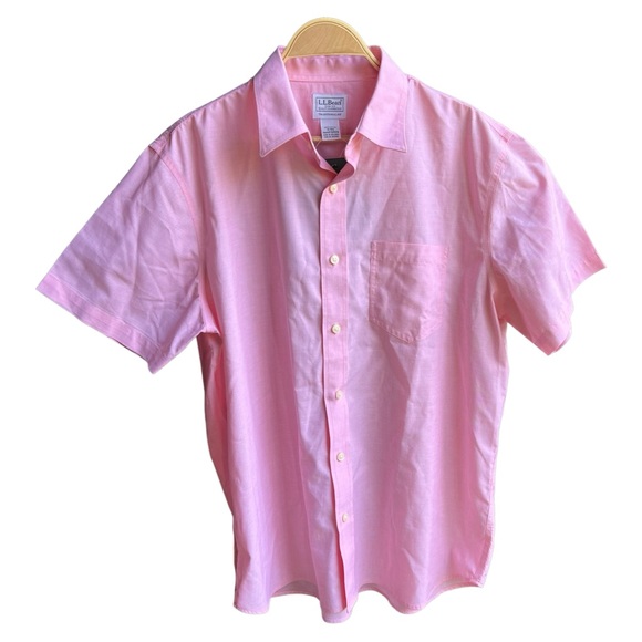 L.L. Bean Men's Wrinkle-Free Sunlit Coral Button-Down Shirt Short Sleeve M-Reg - Picture 8 of 12